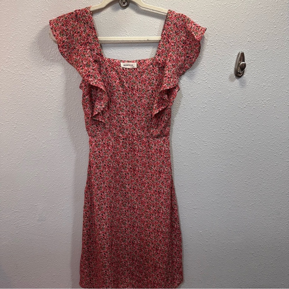 Monteau Los Angeles Pink Floral Summer Dress Small